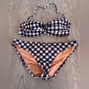 J. Crew Bikini. Blue Gingham Print. Top Is A Small. Bottom Is Medium.